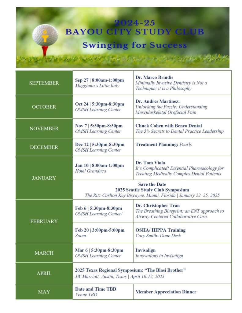 Bayou City Study Club 2024-25 schedule.