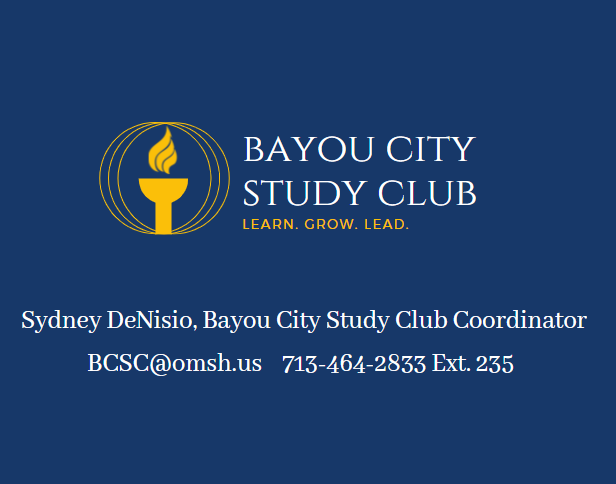 A business card for the bayou city study club.