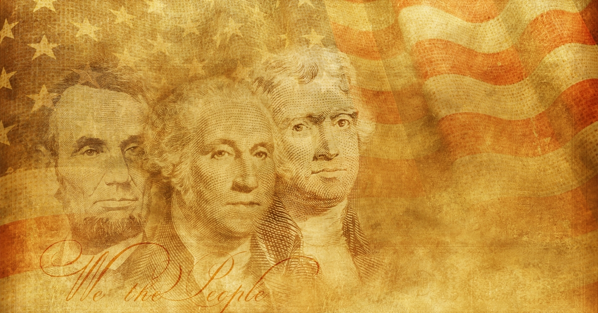 A painting of two men with the words " george washington " written on them.