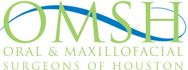 A green and blue logo for the maxillofacial surgeons of houston.